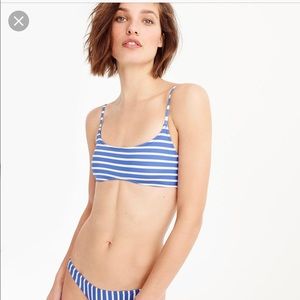 J.Crew Blue Scoop Tie Back Bikini in Stripe. NWT